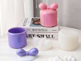 Molde silicona porta objetos con tapa moño 